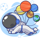 پیش‌نمایش فایل astronaut-with-balloon-planets-6129610 از پک فضانوردان ناز