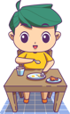 پیش‌نمایش فایل boy-eating-morning-breakfast-while-sitting-on-table-6129585 از پک فعالیت پسر