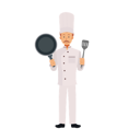 پیش‌نمایش فایل chef-with-frying-pan-and-turner-6930838 از پک آشپز حرفه‌ای