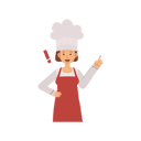 پیش‌نمایش فایل woman-chef-pointing-finger-up-6930824 از پک آشپز حرفه‌ای