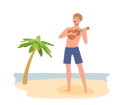 پیش‌نمایش فایل happy-man-on-the-beach-playing-ukulele-and-singing-8184464 از پک مرد در ساحل