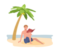 پیش‌نمایش فایل happy-man-on-the-beach-while-reading-book-8184465 از پک مرد در ساحل