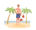 پیش‌نمایش فایل man-wearing-sunglasses-in-swim-suit-while-holding-swim-ring-on-the-beach-8184468 از پک مرد در ساحل