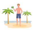 پیش‌نمایش فایل smiling-man-in-swim-suit-while-holding-coconut-8184457 از پک مرد در ساحل