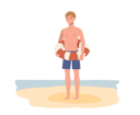 پیش‌نمایش فایل young-boy-in-swim-suit-while-holding-life-ring-on-the-beach-8184470 از پک مرد در ساحل