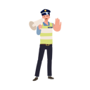 پیش‌نمایش فایل a-traffic-police-holding-megaphone-and-doing-gesture-hand-stop-8868057 از پک پلیس راهنمایی