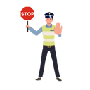پیش‌نمایش فایل a-traffic-police-holding-stop-sign-and-gesturing-hand-8868051 از پک پلیس راهنمایی