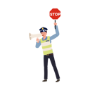 پیش‌نمایش فایل a-traffic-police-holding-stop-sign-and-speaking-to-megaphone-8868056 از پک پلیس راهنمایی