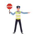 پیش‌نمایش فایل a-traffic-police-holding-stop-sign-and-turn-another-way-8868048 از پک پلیس راهنمایی