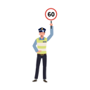 پیش‌نمایش فایل a-traffic-police-is-blowing-whistle-and-holding-speed-limit-sign-up-above-head-8868086 از پک پلیس راهنمایی