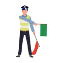 پیش‌نمایش فایل a-traffic-police-is-holding-red-flag-down-green-up-and-giving-sign-allow-to-walk-8868085 از پک پلیس راهنمایی
