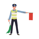 پیش‌نمایش فایل a-traffic-police-is-holding-red-flag-up-as-a-sign-do-not-walk-8868084 از پک پلیس راهنمایی