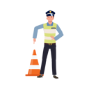 پیش‌نمایش فایل a-traffic-police-is-pointing-index-finger-to-traffic-cone-8868089 از پک پلیس راهنمایی