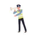 پیش‌نمایش فایل a-traffic-police-use-megaphone-and-pointing-index-finger-8868077 از پک پلیس راهنمایی