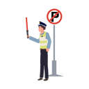 پیش‌نمایش فایل a-traffic-police-with-light-baton-nearing-no-parking-sign-8868078 از پک پلیس راهنمایی