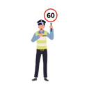 پیش‌نمایش فایل traffic-police-is-blowing-whistle-holding-speed-limit-sign-8868087 از پک پلیس راهنمایی