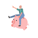 پیش‌نمایش فایل joyful-elderly-man-riding-piggy-bank-9673488 از پک مرد سالمند درباره مسائل مالی