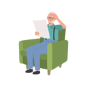 پیش‌نمایش فایل mature-man-with-headache-while-reading-newspaper-on-couch-9673467 از پک مرد سالمند درباره مسائل مالی