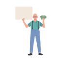 پیش‌نمایش فایل senior-man-with-money-fan-and-signboard-9673476 از پک مرد سالمند درباره مسائل مالی