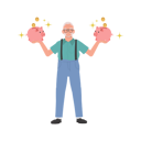 پیش‌نمایش فایل smiling-senior-man-with-piggy-bank-in-both-hands-9673493 از پک مرد سالمند درباره مسائل مالی
