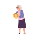 پیش‌نمایش فایل senior-lady-smiling-while-holding-big-coin-9672326 از پک زن سالمند درباره مسائل مالی