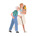 پیش‌نمایش فایل smiling-young-woman-helps-senior-grandfather-carry-grocery-bag-9673422 از پک مرد سالمند