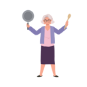پیش‌نمایش فایل joyful-granny-holding-pan-and-spatula-9672199 از پک زن سالمند