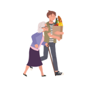 پیش‌نمایش فایل smiling-young-man-helping-senior-grandmother-carry-grocery-bag-9672166 از پک زن سالمند