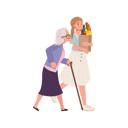 پیش‌نمایش فایل smiling-young-woman-helps-senior-grandmother-carry-grocery-bag-9672165 از پک زن سالمند