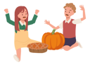 پیش‌نمایش فایل cute-little-boy-girl-enjoy-thanksgiving-day-with-pumpkin-pie-9884944 از پک روز شکرگزاری