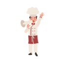 پیش‌نمایش فایل cute-child-cook-in-chef-uniform-making-announcement-with-megaphone-10085368 از پک پسر سرآشپز کوچک