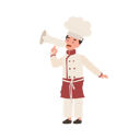 پیش‌نمایش فایل cute-child-cook-in-chef-uniform-making-announcement-with-megaphone-10085369 از پک پسر سرآشپز کوچک