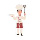 پیش‌نمایش فایل happy-young-chef-in-apron-and-hat-serving-dish-10085335 از پک پسر سرآشپز کوچک
