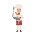 پیش‌نمایش فایل kid-chef-cooking-with-frying-pan-10085365 از پک پسر سرآشپز کوچک