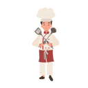 پیش‌نمایش فایل young-culinary-pro-holding-flipper-and-dipper-10085356 از پک پسر سرآشپز کوچک