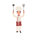 پیش‌نمایش فایل young-culinary-pro-holding-flipper-and-dipper-up-10085361 از پک پسر سرآشپز کوچک