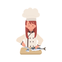 پیش‌نمایش فایل child-chef-prepares-mackerel-fish-10085166 از پک دختر سرآشپز کوچک
