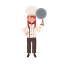 پیش‌نمایش فایل cute-child-chef-in-chefs-hat-and-apron-is-showing-frying-pan-10085170 از پک دختر سرآشپز کوچک