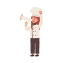 پیش‌نمایش فایل cute-child-cook-in-chef-uniform-making-announcement-with-megaphone-10085161 از پک دختر سرآشپز کوچک