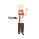پیش‌نمایش فایل happy-chef-doing-ok-hand-sign-and-holding-fresh-baked-bun-on-tray-in-other-hand-10085134 از پک دختر سرآشپز کوچک