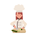 پیش‌نمایش فایل kid-chef-chopping-cucumber-10085164 از پک دختر سرآشپز کوچک