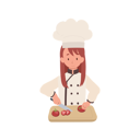 پیش‌نمایش فایل kid-chef-chopping-tomatoes-10085165 از پک دختر سرآشپز کوچک