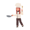 پیش‌نمایش فایل kid-chef-cooking-with-frying-pan-10085141 از پک دختر سرآشپز کوچک