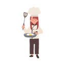 پیش‌نمایش فایل kid-chef-cooking-with-frying-pan-10085155 از پک دختر سرآشپز کوچک