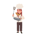 پیش‌نمایش فایل kid-chef-cooking-with-frying-pan-10085156 از پک دختر سرآشپز کوچک