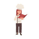 پیش‌نمایش فایل young-chef-reading-cooking-book-10085143 از پک دختر سرآشپز کوچک