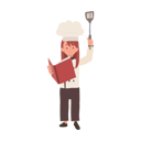 پیش‌نمایش فایل young-chef-reading-cooking-book-10085146 از پک دختر سرآشپز کوچک