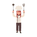 پیش‌نمایش فایل young-culinary-pro-holding-flipper-and-dipper-up-10085152 از پک دختر سرآشپز کوچک
