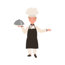پیش‌نمایش فایل cute-young-chef-in-chefs-uniform-serving-a-gourmet-meal-with-welcome-sign-10085200 از پک پسر سرآشپز کوچک