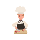 پیش‌نمایش فایل kid-chef-chopping-tomatoes-10085237 از پک پسر سرآشپز کوچک